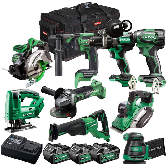Hikoki 18V 9 Piece Power Tool Combo Kit with 3 x 5.0Ah Battery & Charger T4TKIT-27296