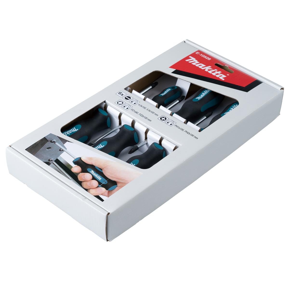 Makita E-10528 Slotted, Phillips & Pozi Screwdriver Set of 6 Piece