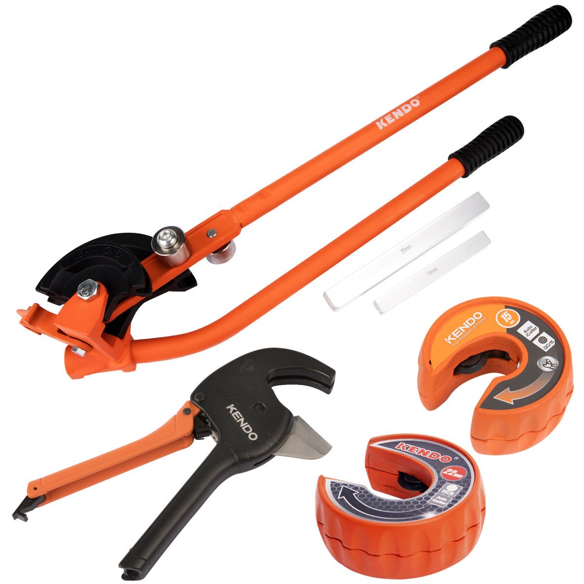 Kendo Plumbing 4 Piece Kit Pipe Bender, Tube Cutter, Plastic Cutter