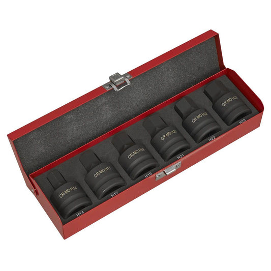 Sealey AK6217 Premier Hex Impact Socket Bit Set 3/4"Sq Drive 6pc