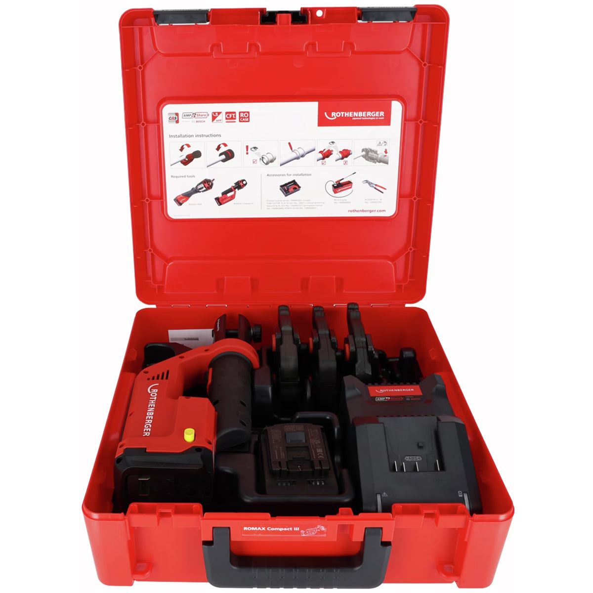 Rothenberger Romax Compact 18V III Press Jaw Set M 15-22-28mm Includes Battery, Charger & Carry Case - 1000004333