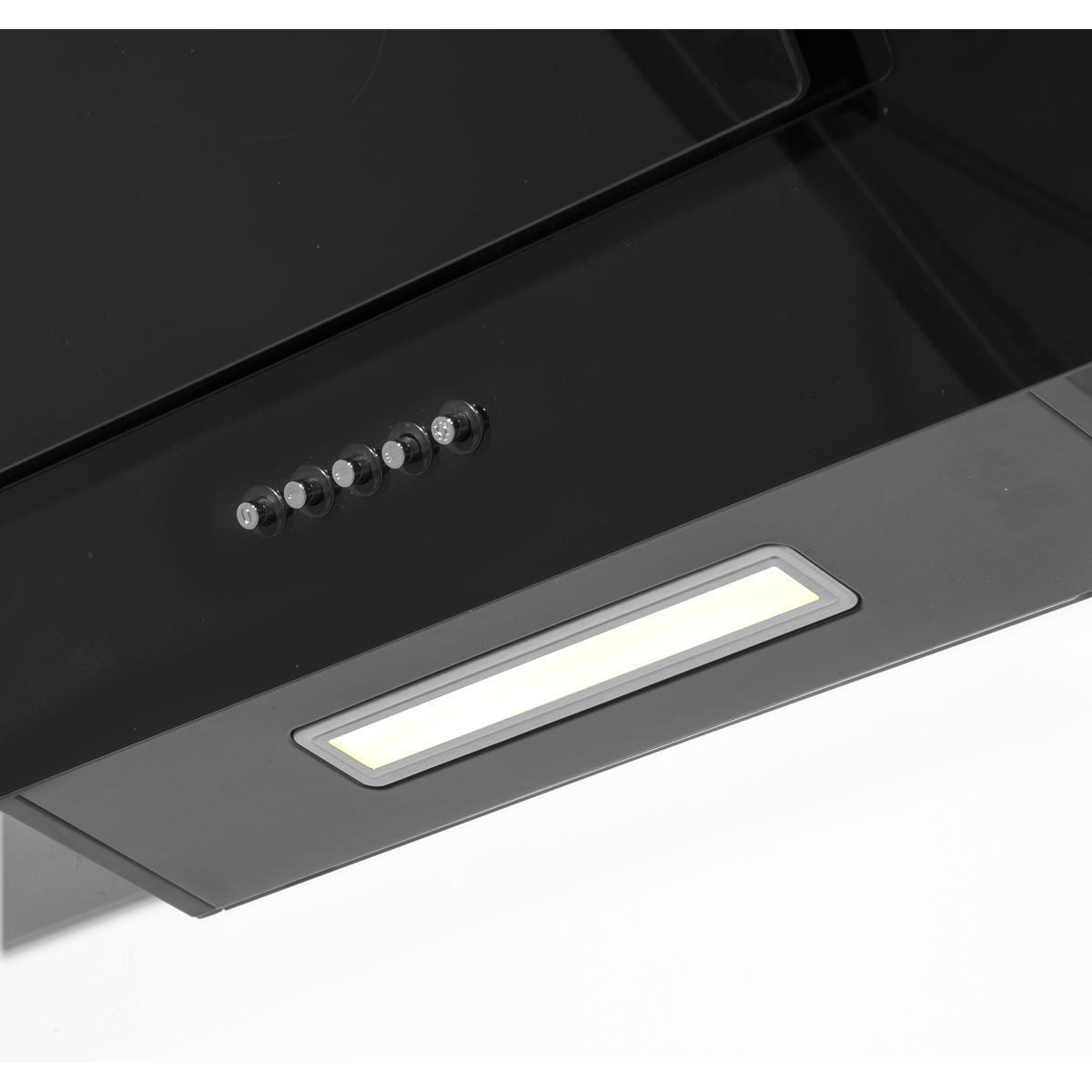 Sealey DH106 Baridi Angled Chimney Cooker Hood with Carbon Filters & LED Lamp 90cm Black Glass