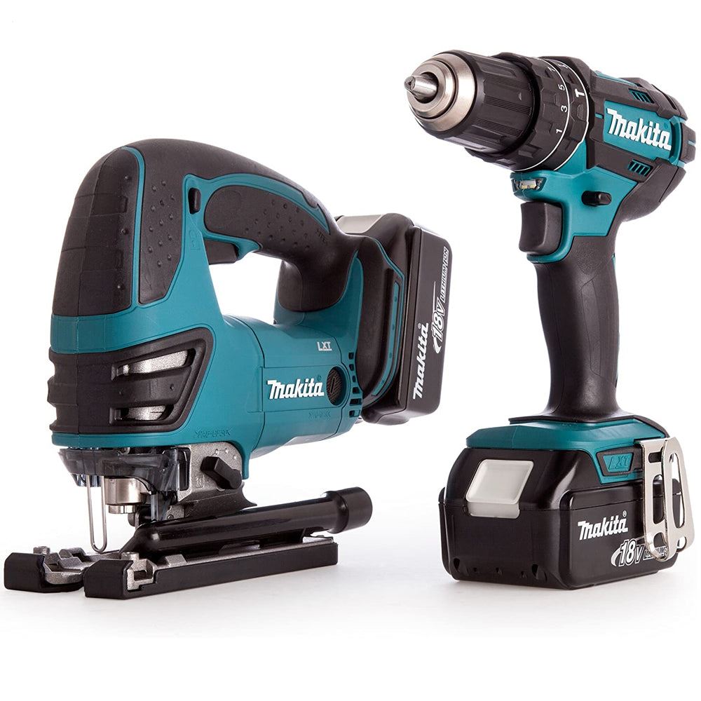 Makita DLX2134TJ 18V LXT Combi Drill & Jigsaw Combo Kit With 2 x 5.0Ah Batteries, Charger & Case