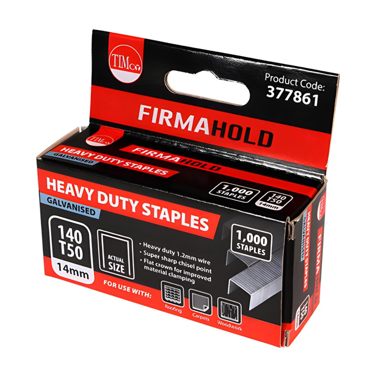 FirmaHold 14mm Heavy Duty Chisel Point Galvanised Staples Pack of 1000 - 377861