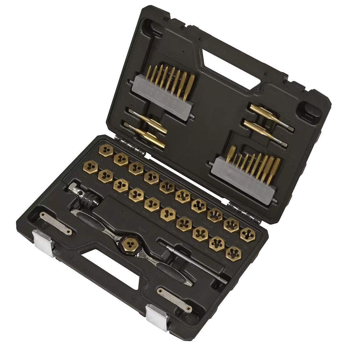 Sealey AK3046 Premier Metric & Imperial Titanium Coated Hexagonal Tap & Die Set 46pc