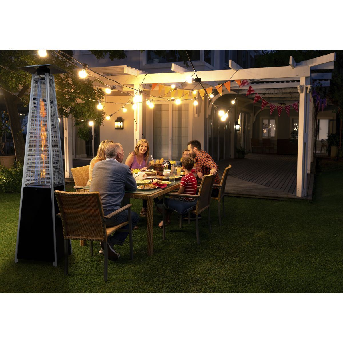 Sealey DG98 Dellonda Black/Stainless Steel Pyramid Gas Outdoor Patio Heater 13kW