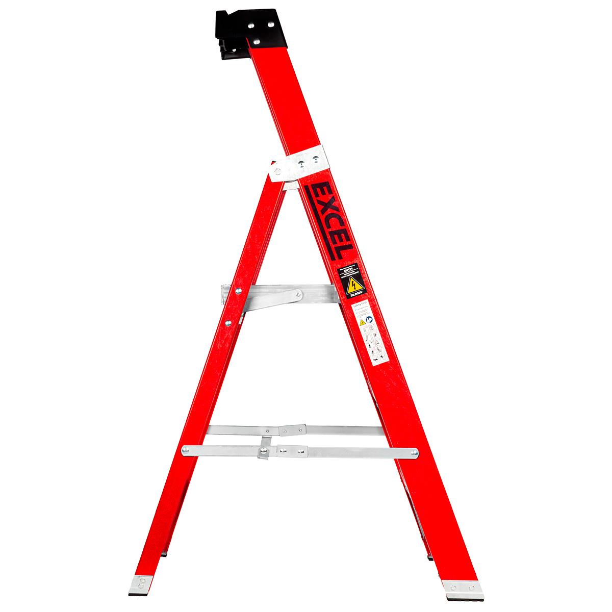 Excel Electricians Fibreglass Platform Step Ladder 3 Tread 1.34m EN131