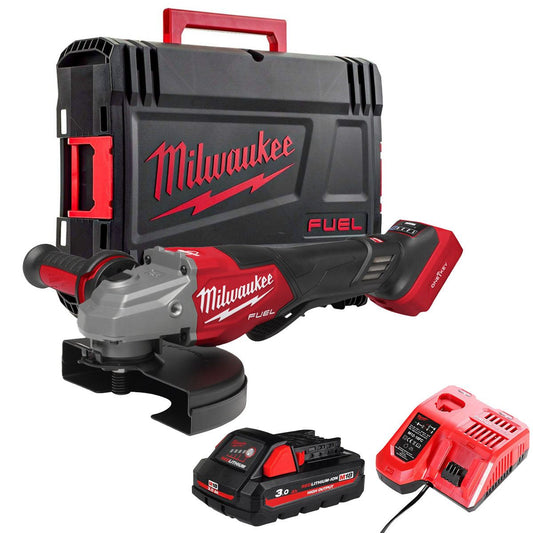 Milwaukee M18FHSAGO180VXPDB2-0X 18V M18 Angle Grinder with 1 x 3.0Ah Battery Charger & Case