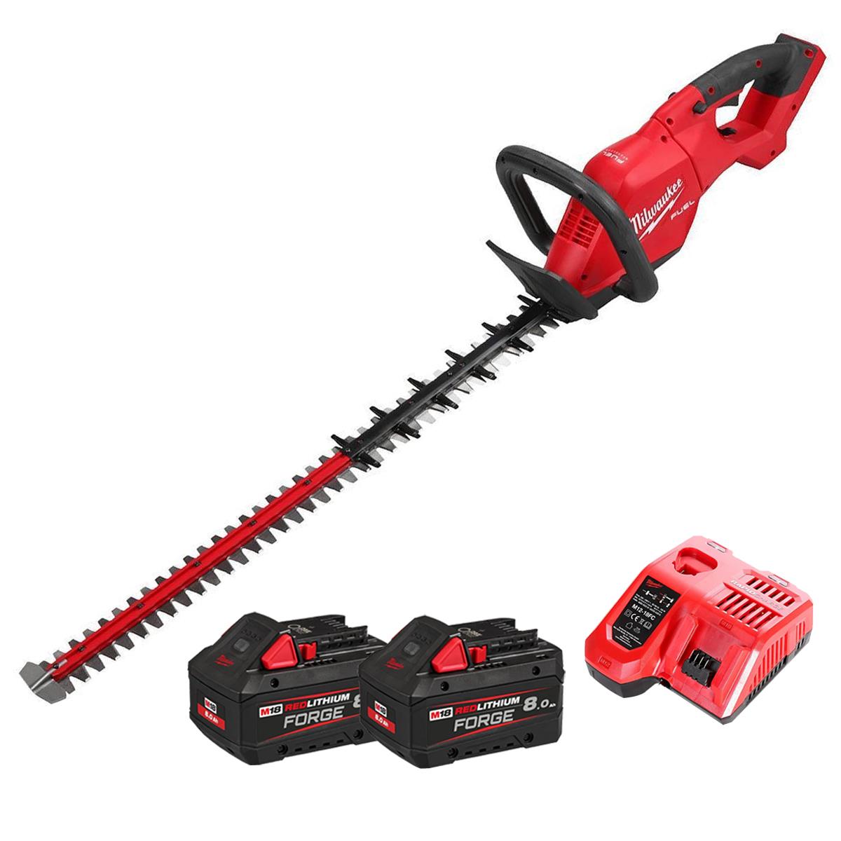 Milwaukee M18FHET75G2-802 18V Fuel Brushless 75cm Hedge Trimmer with 2 x 8.0Ah Battery & Charger 4933498389