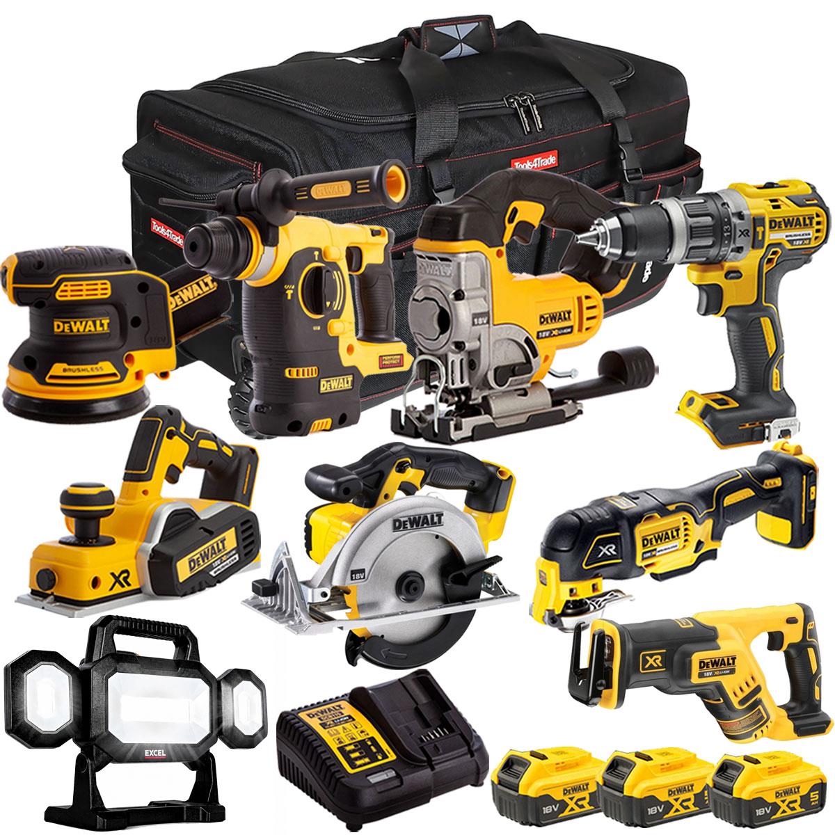 Dewalt 18V 9 Piece Power Tool Kit with 3 x 5.0Ah Battery & Charger T4TKIT-9737