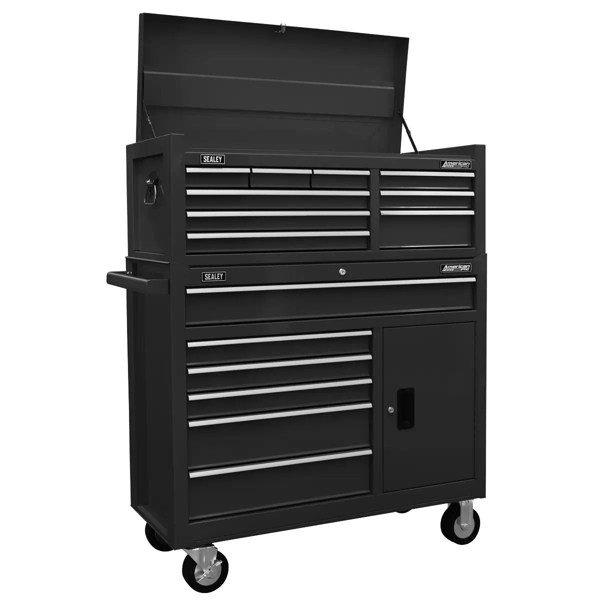 Sealey AP41STACKB Top chest & Roll cab Combination 15 Drawer-Black