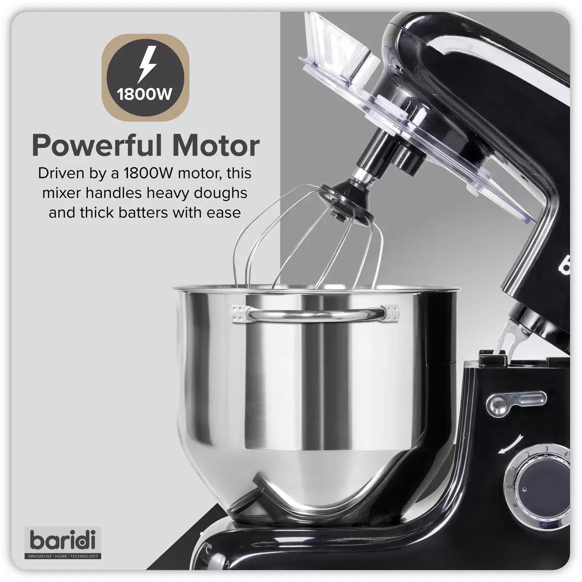 Sealey DH174 Baridi Stand Mixer with Accessories 8L Black 230V/1800W