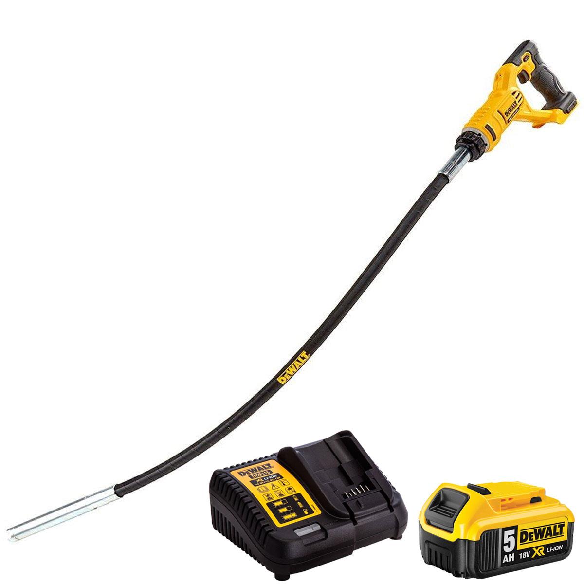 DeWalt DCE531N 18V Cordless Concrete Vibrating Poker With 1 x 5.0Ah Battery & Charger