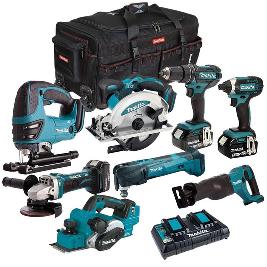 Makita 18V 8 Piece Tool Kit 3 x 5.0Ah Batteries & Charger T4TKIT-4395