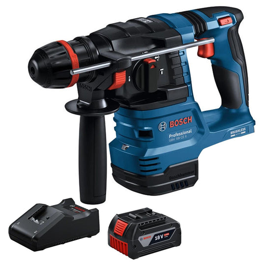 Bosch GBH 18V-22 X 18V Brushless SDS+ Rotary Hammer with 1 x 5.0Ah Battery & Charger