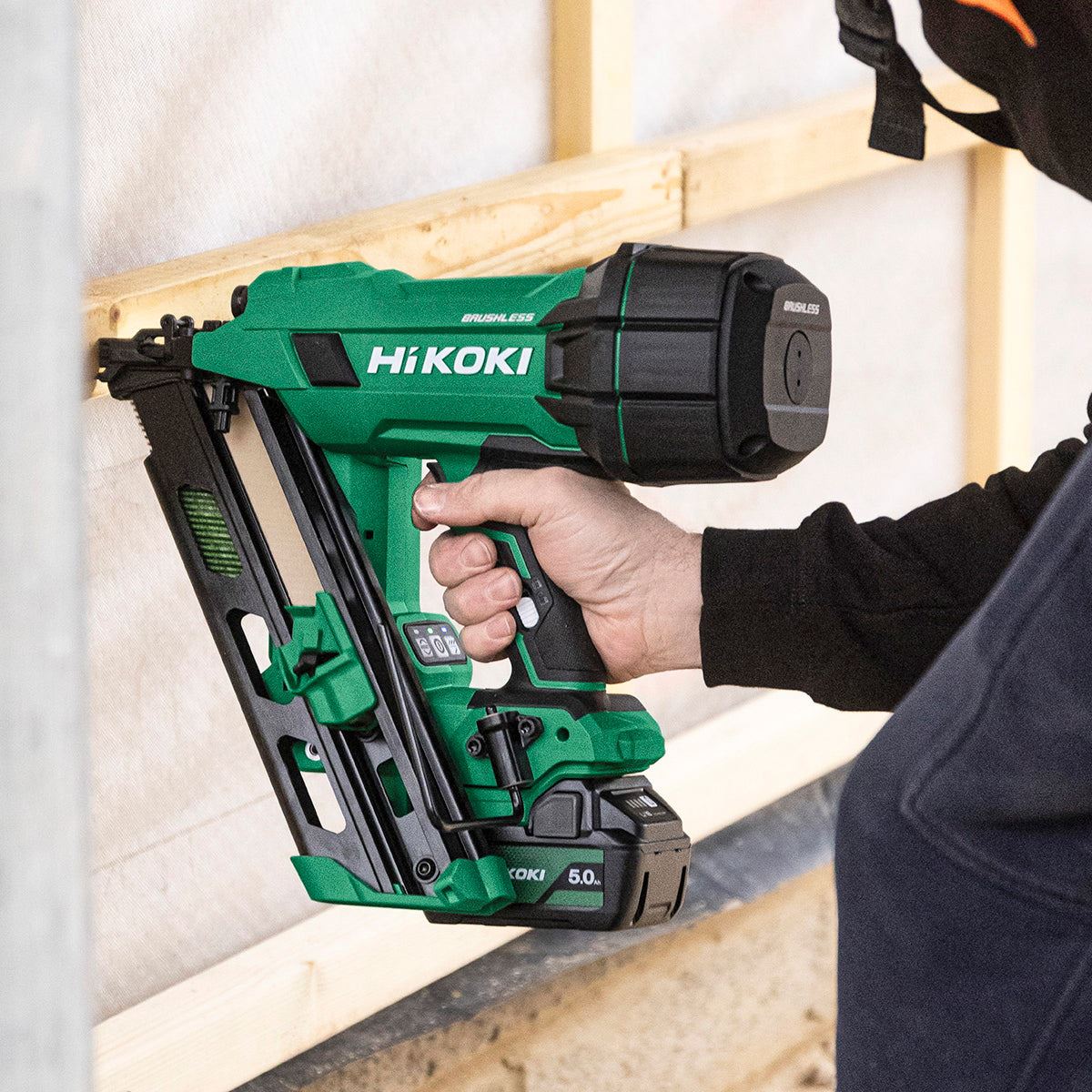 Hikoki NR1890DCAJPZ 18V Brushless 2nd Generation 90mm Clipped Head Framing Nailer with 2 x 5.0Ah Battery Charger & Case