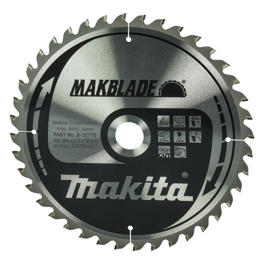 Makita B-32770 Makblade TCT Mitre Saw Blade 260mm x 30mm x 40T