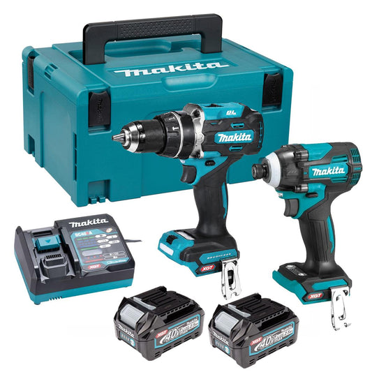 Makita 40V Max XGT Brushless Combi Drill & Impact Driver Combo Kit with 2 x 2.5Ah Battery, Charger In Case