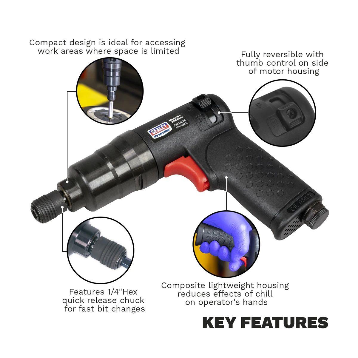 Sealey SA623 Air Pistol Mini Screwdriver Composite Premier