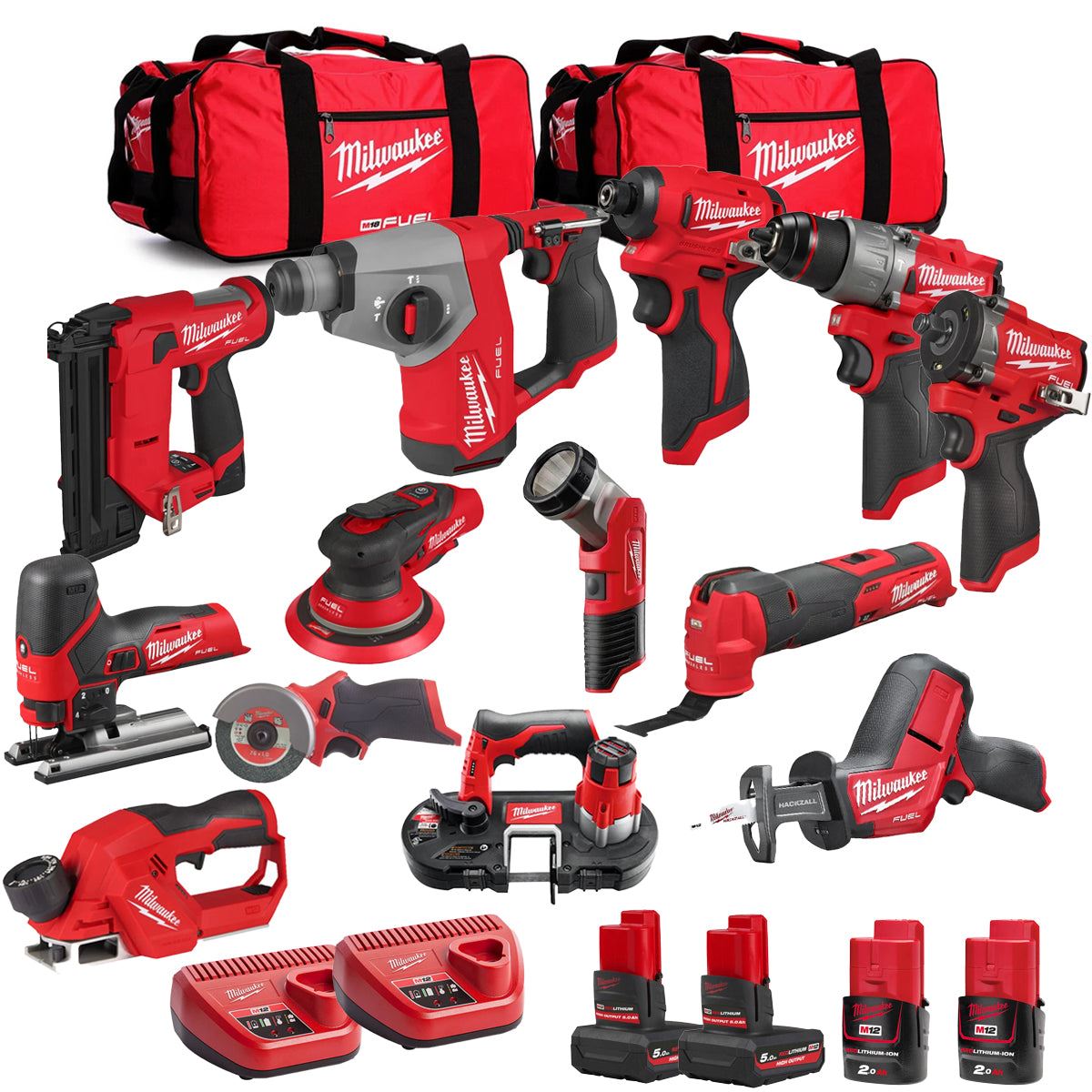 Milwaukee 12V 13 Piece Power Tool Kit with 4 x Batteries T4TKITM - 18488