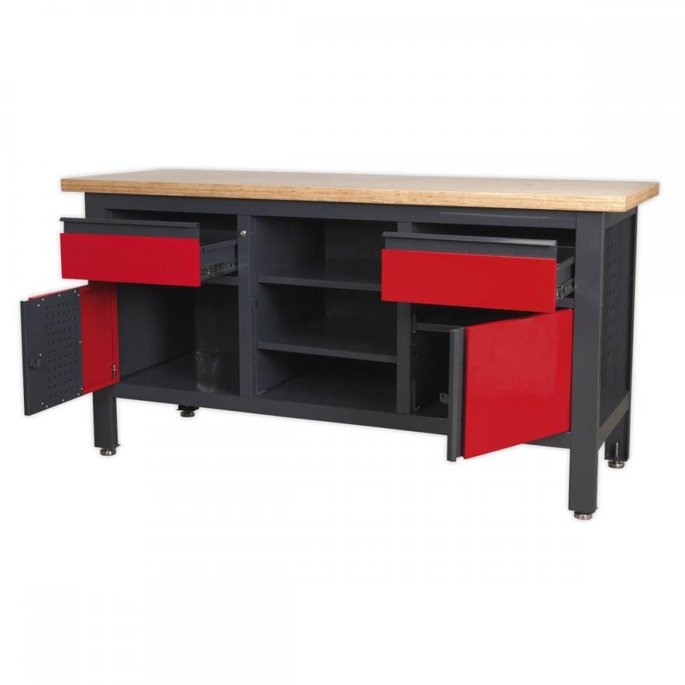 Sealey AP1905A Workstation with 2 Drawers, 2 Cupboards & Open Storage