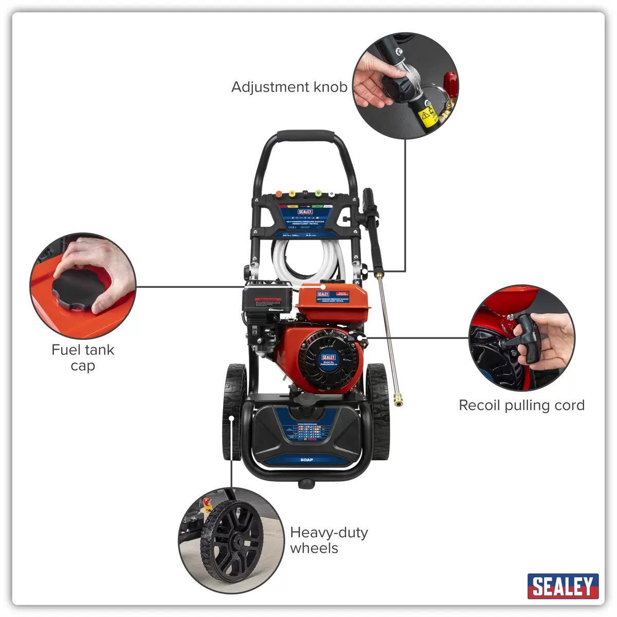 Sealey PWM2500SP Self-priming Petrol Pressure Washer 220bar 540L/hr