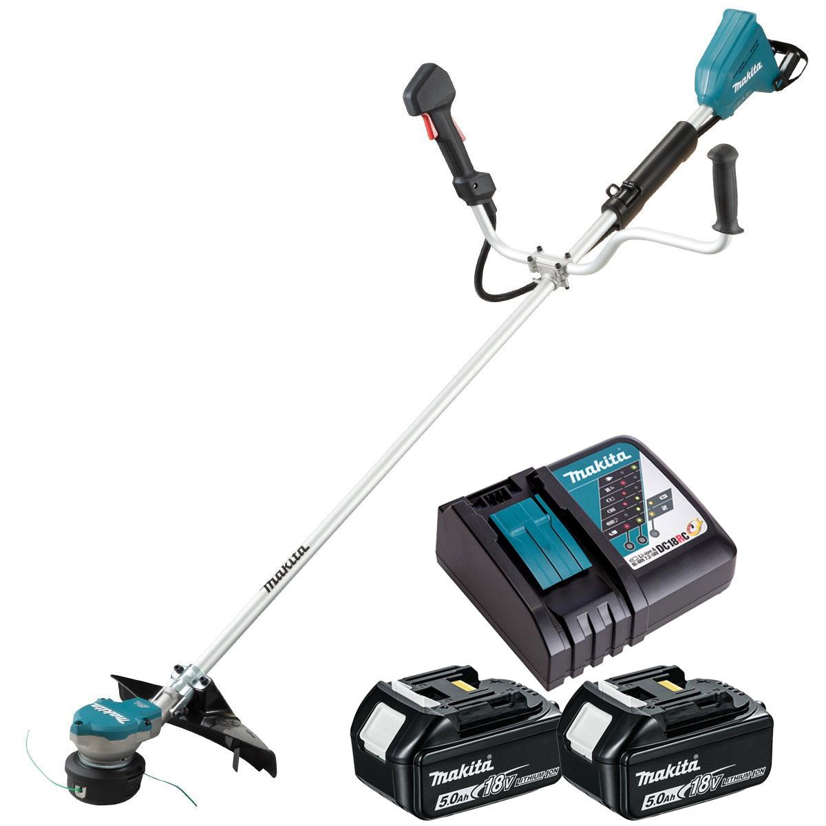 Makita DUR368AZ 36V Brushless Brush Cutter with 2 x 5.0Ah Battery & Charger