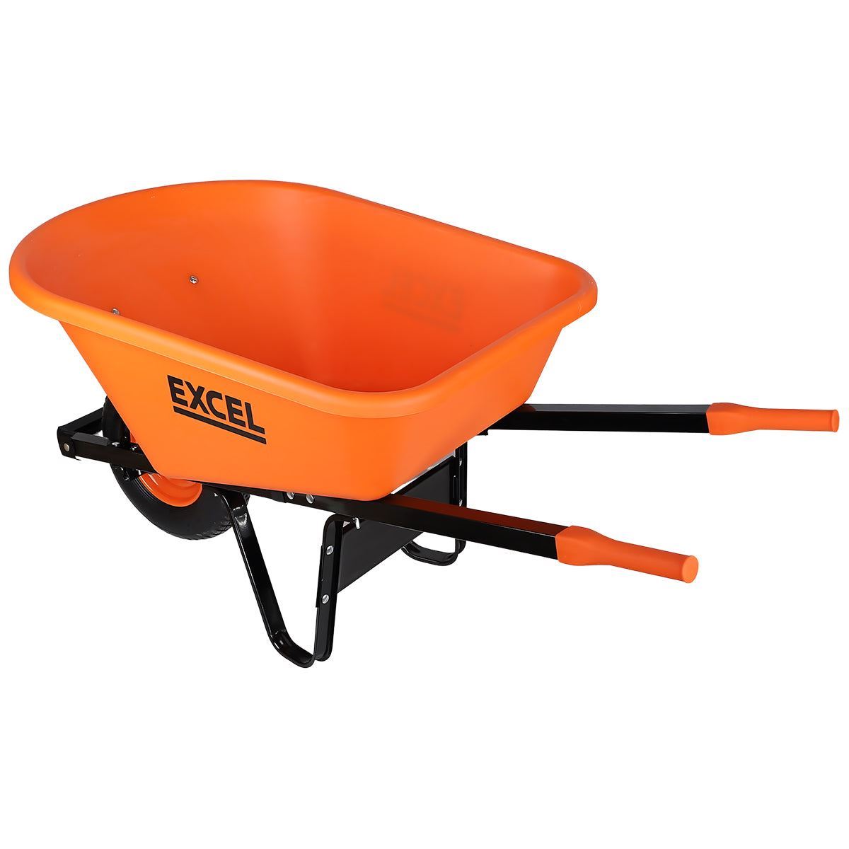 Excel Heavy Duty Orange Wheelbarrow with 120L HDPE Tray