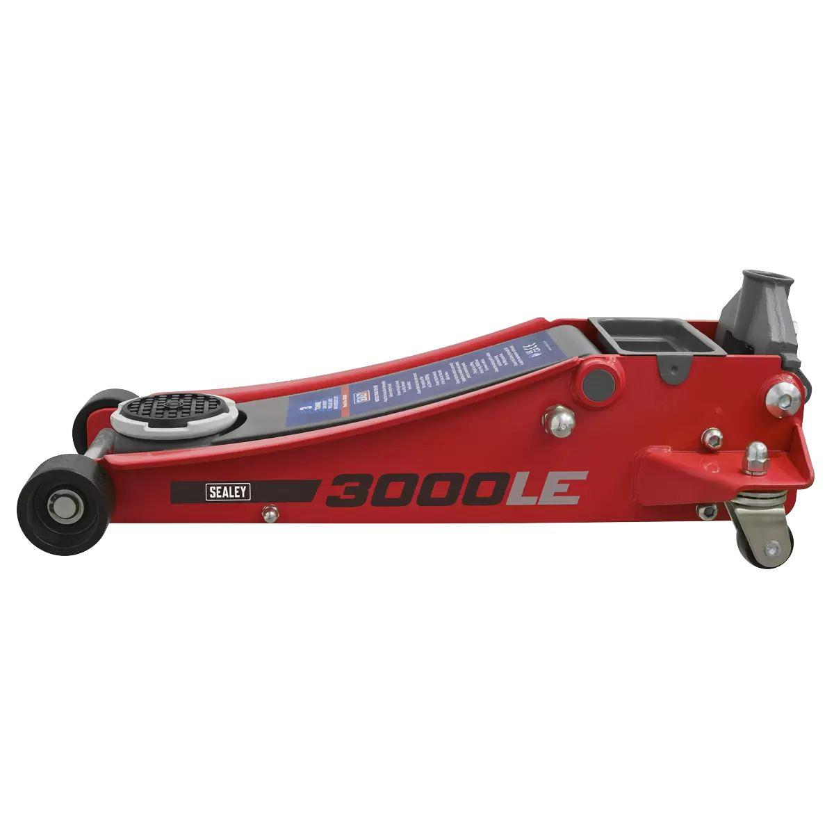 Sealey 3000LE Trolley Jack 3 tonne Low Entry Rocket Lift Red Mechanics