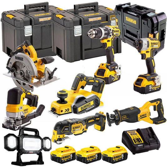 Dewalt DEWKIT90 18V Cordless 8 Piece Kit with 3 x 5.0Ah Batteries & Charger in TSTAK