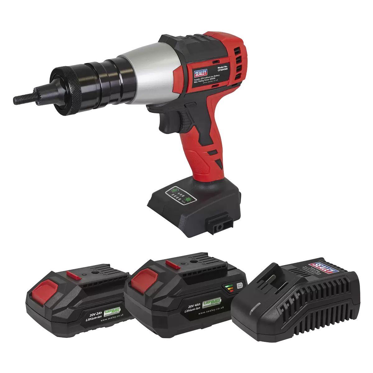 Sealey CP20VNRKIT 20V Brushless Cordless Nut Riveter With 2 x Batteries, Charger & Bag
