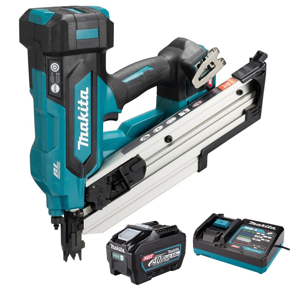 Makita BN001GZ 40V Max XGT Brushless Framing Nailer with 1 x 5.0Ah Battery & Charger