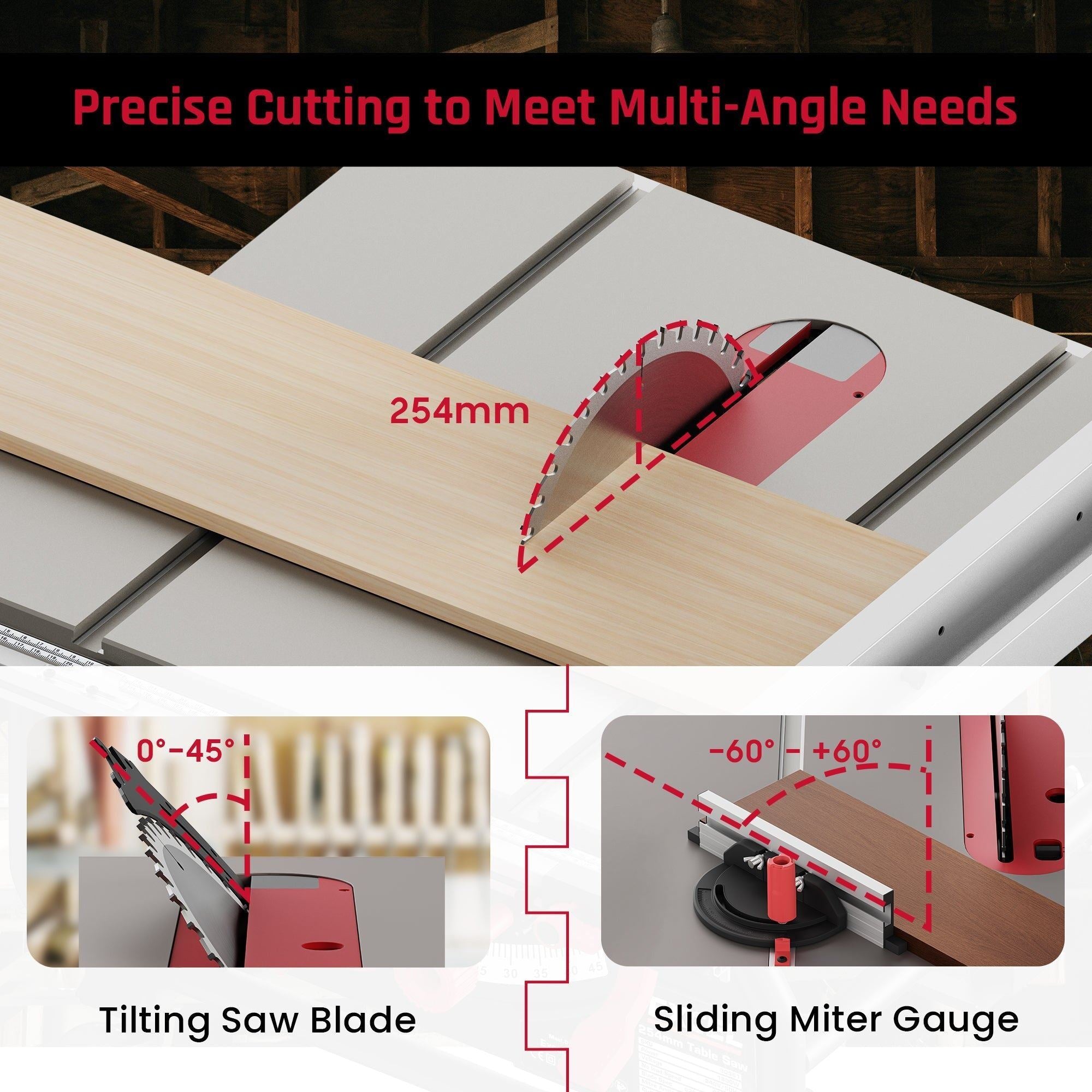 Excel 254mm Portable Table Saw 240V/1800W Item Condition Damaged Box