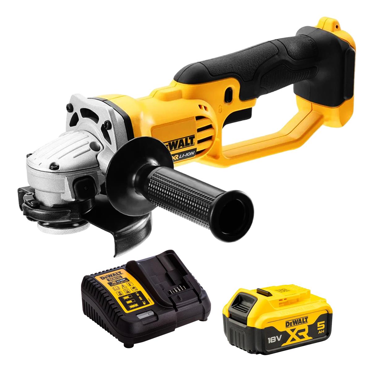 Dewalt DCG412N 18V Cordless Grinder Body With 1 x 5.0Ah Battery & Charger