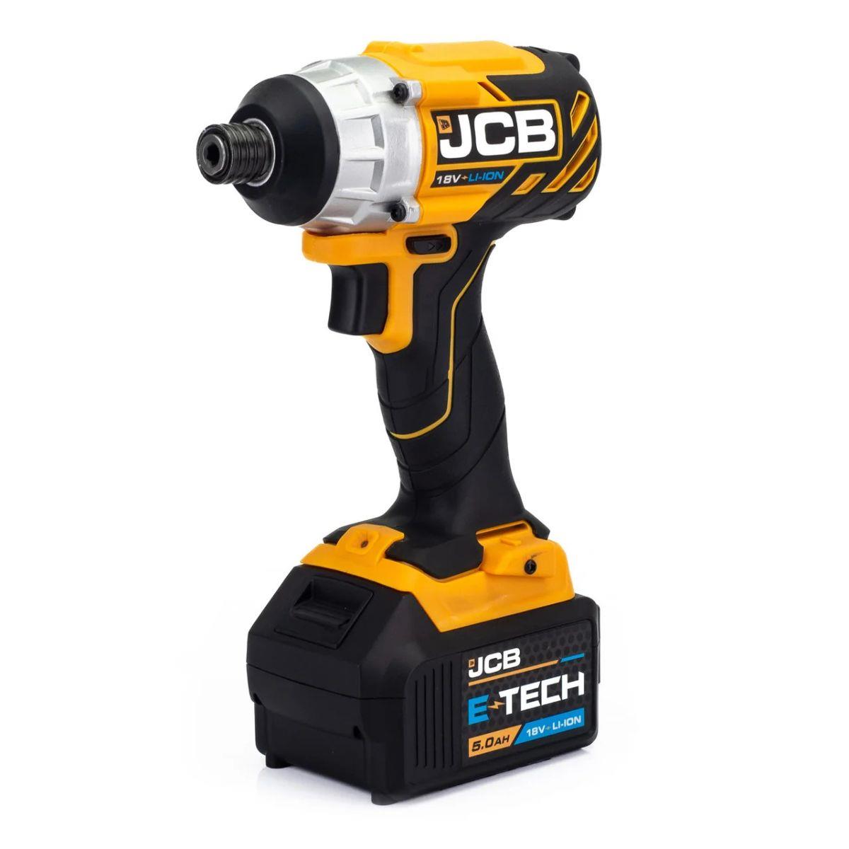 JCB 21-18TPKMT-5 18V Brushless Combi Drill, Impact Driver & Multi Tool Kit with 2 x 5.0ah Batteries, Charger & Bag