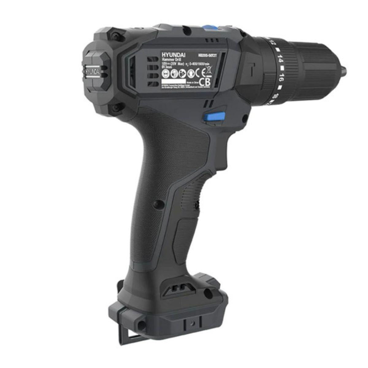 Hyundai HD20S-50TT 20V Cordless Hammer Drill  1 X 2Ah Battery and Charger With 75 Piece Accessory Kit in Carry Case