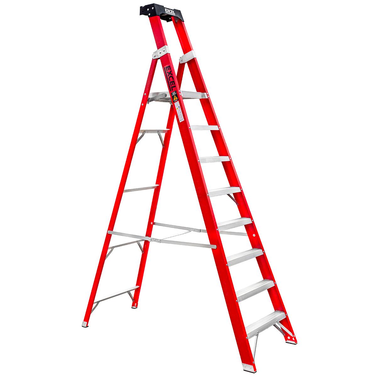 Excel Electricians Fibreglass Platform Step Ladder 8 Tread 2.51m EN131