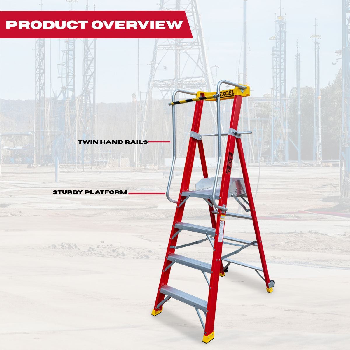 Excel Electricians Fibreglass Podium Step Ladder 4 Tread 2.04m EN131-7 Item Condition Damaged Box - Collection Only