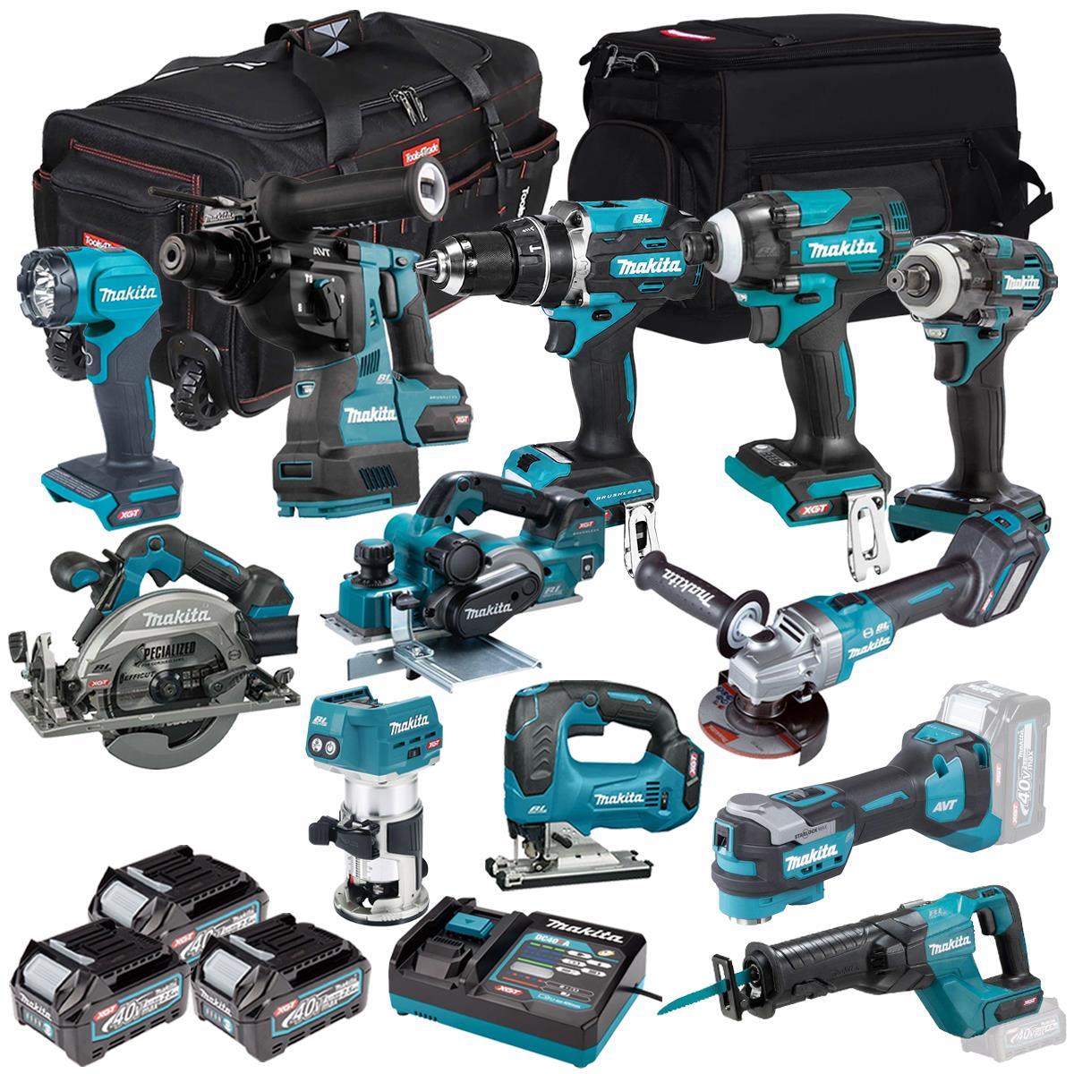Makita 40V 12 Piece Combo Kit with 3 x 2.5Ah Batteries & Charger T4TKIT-7323