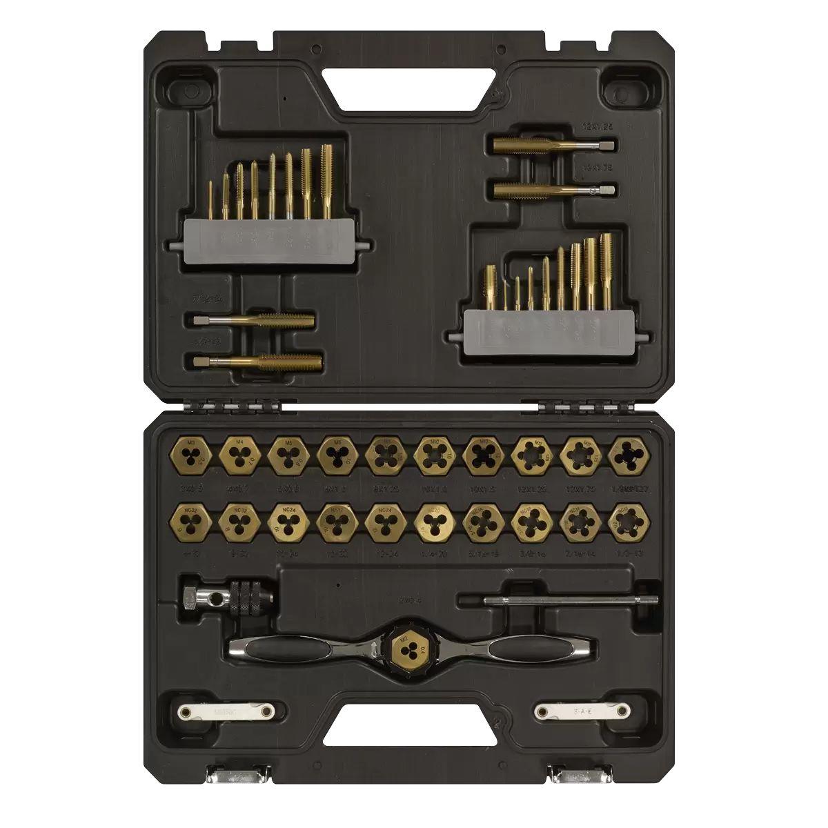 Sealey AK3046 Premier Metric & Imperial Titanium Coated Hexagonal Tap & Die Set 46pc