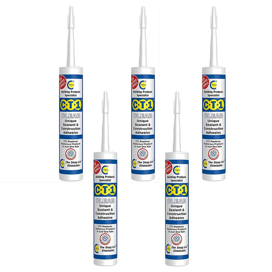 C-TEC CT1 290ml Unique Sealant & Construction Adhesive Clear Pack of 5