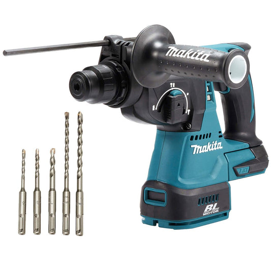 Makita DHR242Z 18V Brushless SDS+ Rotary Hammer Drill With Bit Set of 5 Piece