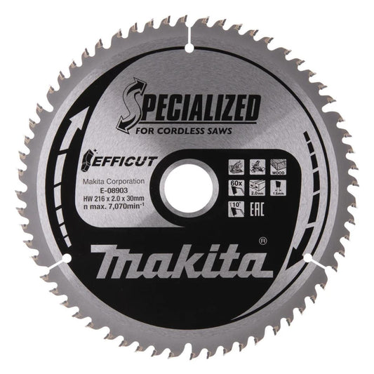 Makita E-08903 Efficut TCT Mitre Saw Blade 216mm x 30mm x 60T