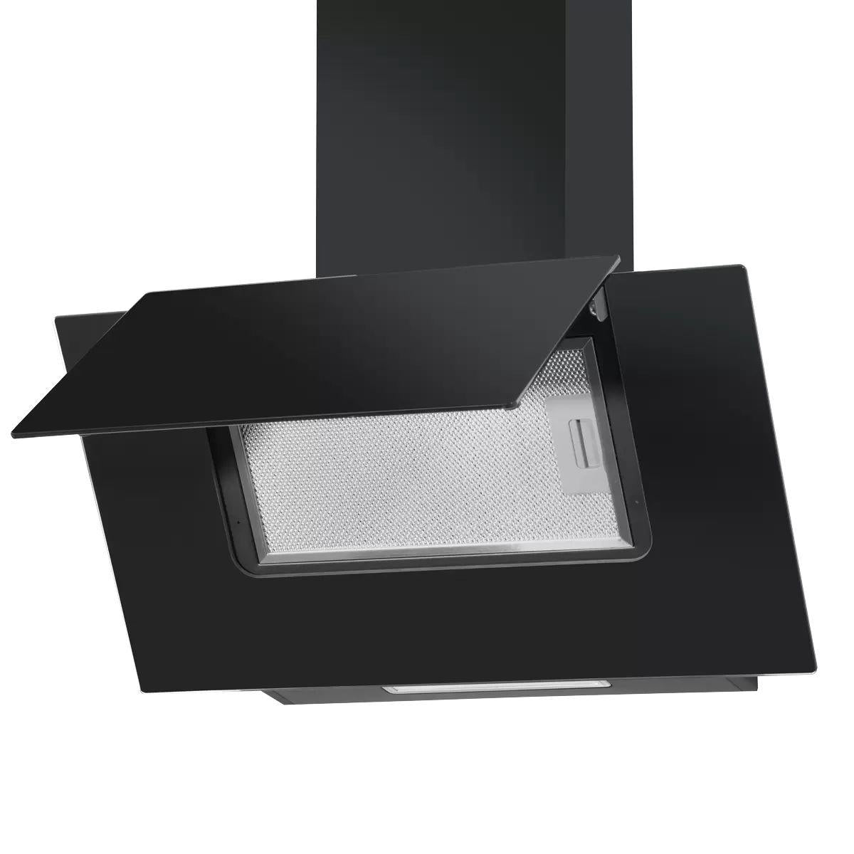 Sealey DH129 Baridi Angled Chimney Cooker Hood with Carbon Filters & LED Lamp Black Glass 240V