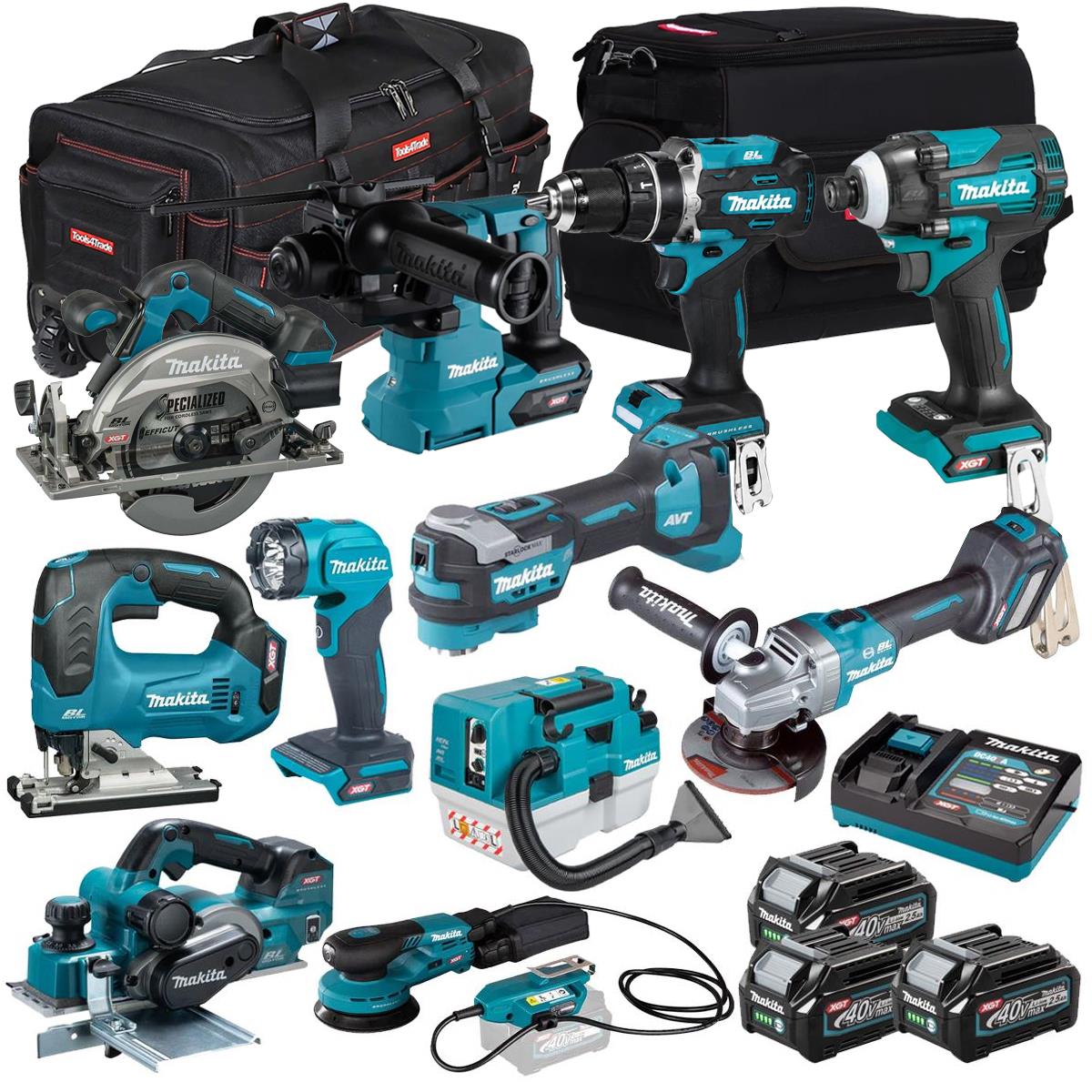 Makita 40V 11 Piece Combo Kit with 3 x 2.5Ah Batteries & Charger T4TKIT-6571