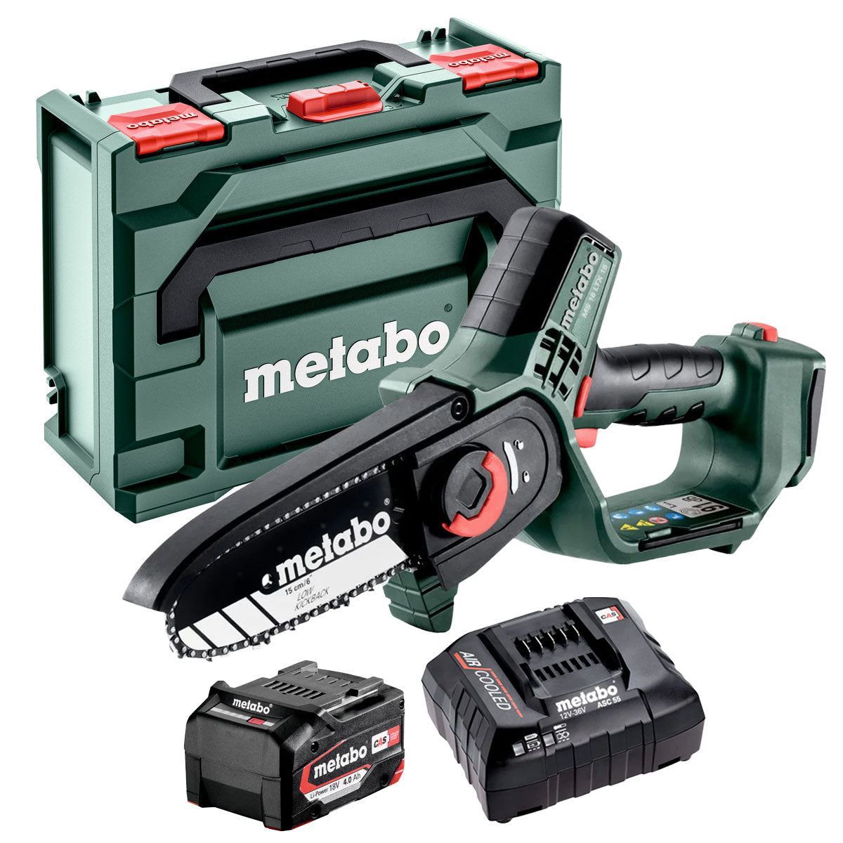 Metabo MS 18 LTX 15 18V 150mm Pruning Saw with 1 x 4.0Ah Battery Charger & Metabox