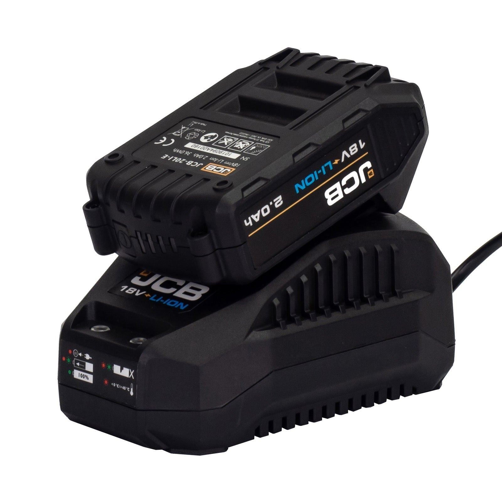 JCB 18BLCD-2X-B 18V Brushless Variable Speed Combi Drill with 1 x 2.0Ah Battery & 1 x 2.4A Fast Charger