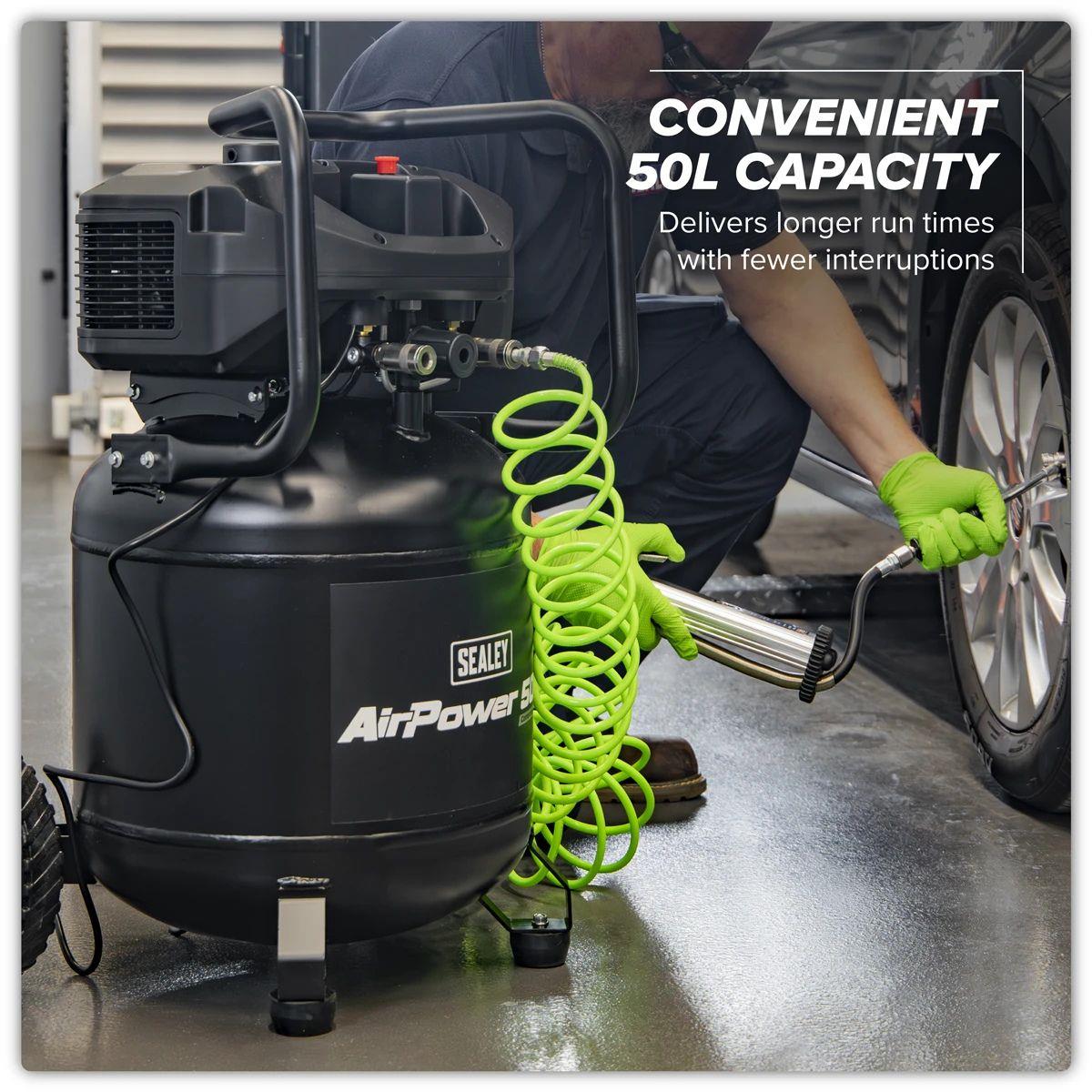 Sealey SAC50V 50L Oil Free Belt Drive Vertical Compressor 2hp & 230V/13A