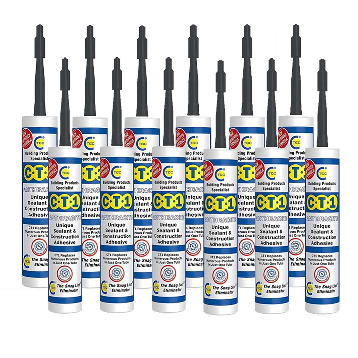 C-TEC CT1 290ml Unique Sealant & Construction Adhesive Anthracite Pack of 12