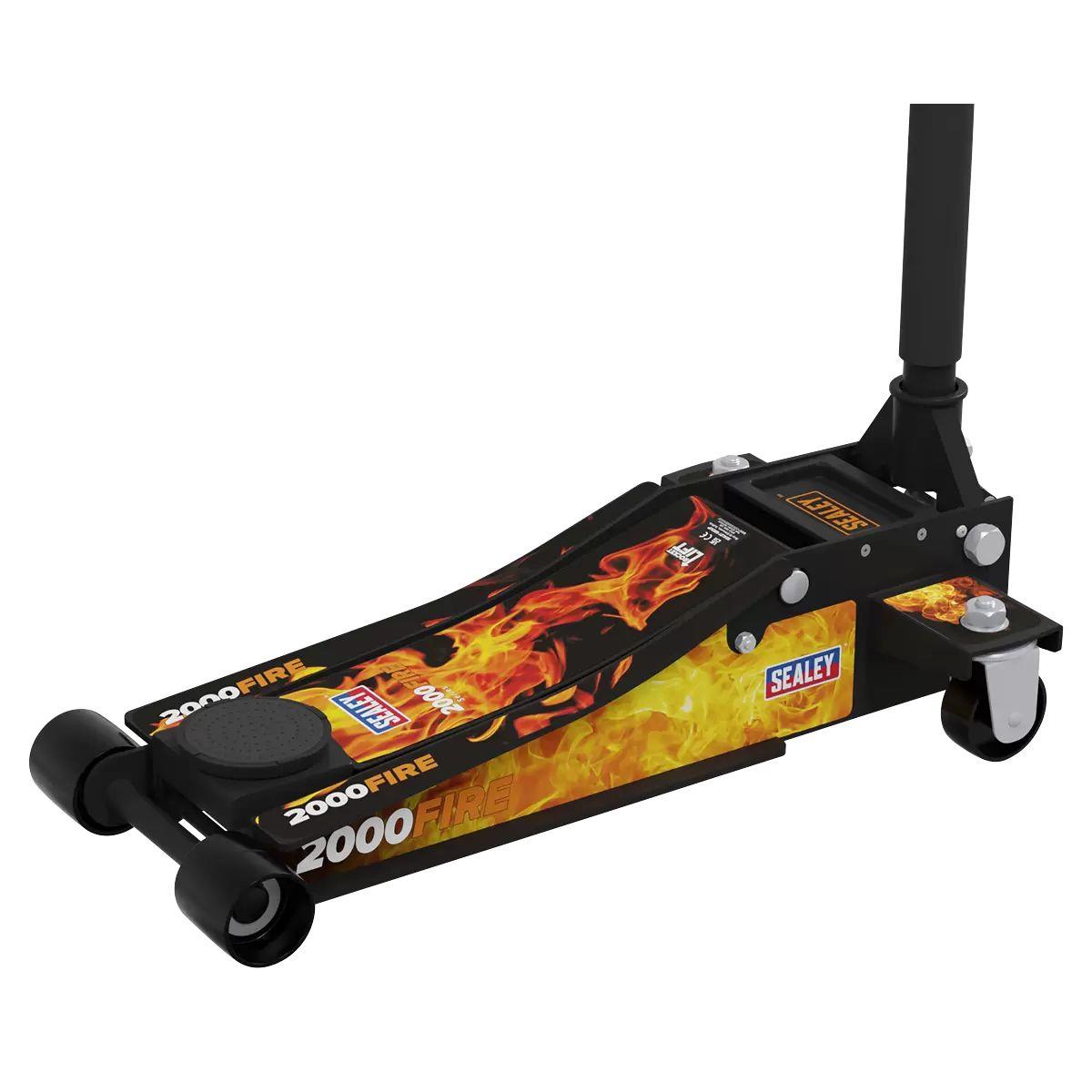 Sealey 2000CB Low Profile Custom Design Trolley Jack with Rocket Lift 2 Tonne Black